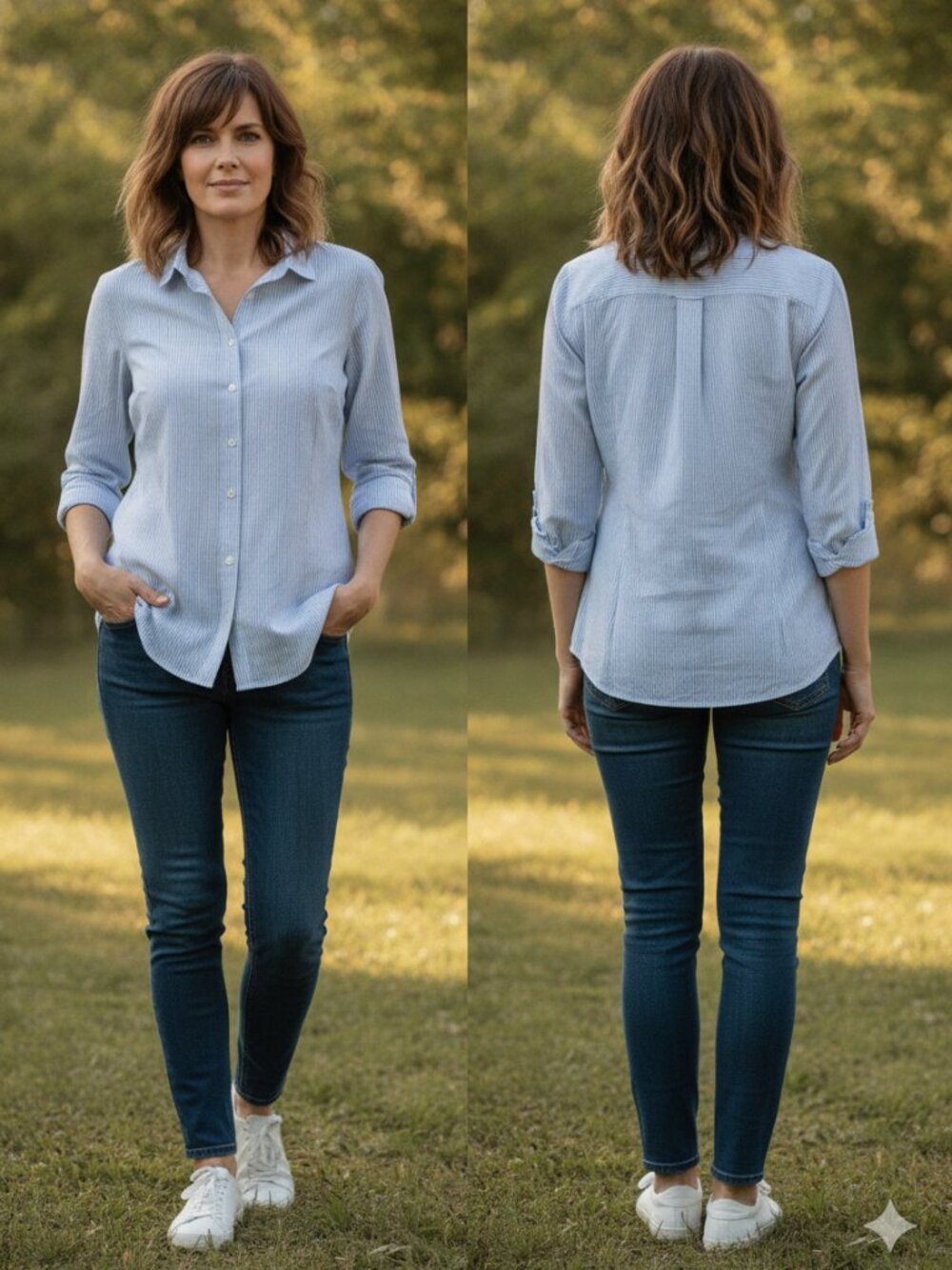 J. Crew Women's The Perfect Shirt Light Blue and White Stripes 6